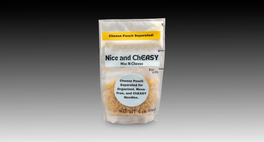 The ChEASY All-in-One Mac n Cheese Pouch is a dual-compartment, BPA-free flexible package that combines pasta and cheese ingredients within a single heat-safe structure. Designed for both convenience and manufacturability, the pouch streamlines meal preparation while reducing the need for secondary packaging and additional cooking tools.